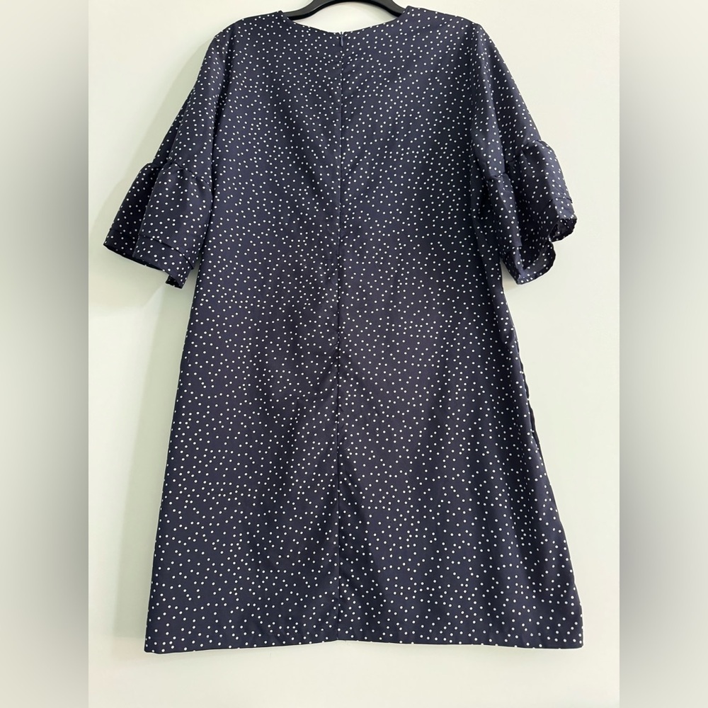 Belongsci Navy Polka Dot V-Neck Dress - Picture 3 of 10